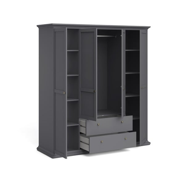 Sivá šatníková skriňa 181x201 cm Paris – Tvilum-image-4