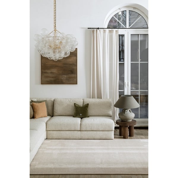 Sivobéžový vlnený koberec 133x190 cm Agnus Brush Lines – Agnella-image-1