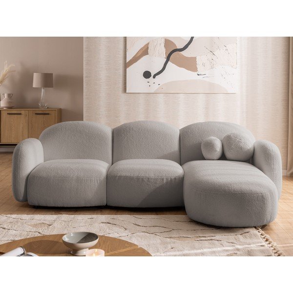 Sivá rohová pohovka z textílie buklé (pravý roh/s leňoškou) Orbit – Ropez-image-1