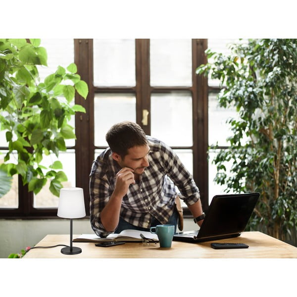 Čierno-biela stolová lampa s textilným tienidlom (výška 30 cm) Eve – Fischer & Honsel-image-1