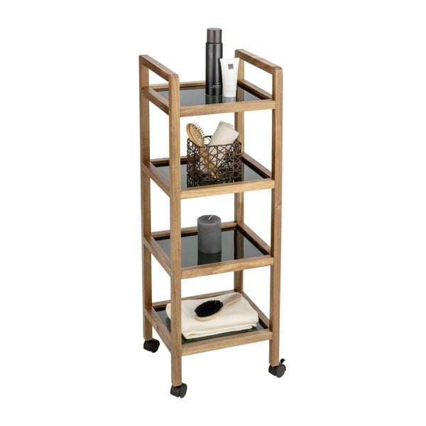 Čierny/v prírodnej farbe kúpeľňový regál z masívu akácie 35x101,5 cm Fondi – Wenko-image-2