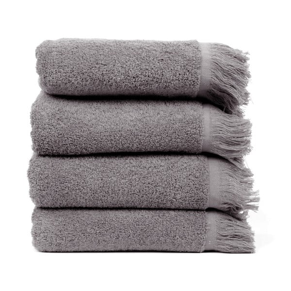 Sada 4 sivých bavlnených uterákov Casa Di Bassi Soft, 50 x 90 cm