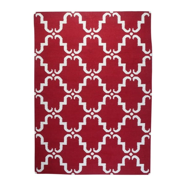 Vlnený koberec Geometry Home Red & White, 200x300 cm