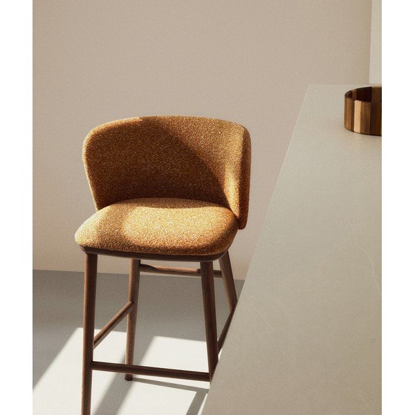 Čalúnená barová stolička v terakotovej farbe (výška sedadla 75 cm) Ciselia – Kave Home-image-2
