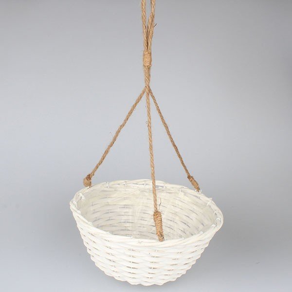 Biely závesný kvetináč z vŕbového prútia Dakls, ⌀ 25 cm