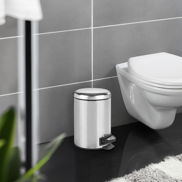 Pedálový odpadkový kôš v striebornej farbe Wenko Leman Shiny, 3 l-image-1