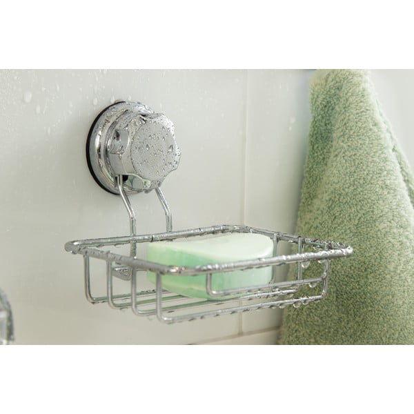 Samodržiaca oceľová nádobka na mydlo v striebornej farbe Bestlock Bath – Compactor-image-1