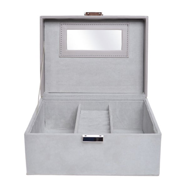 Sivá drevená úložná škatuľa Ewax Sinto, 21 × 16 × 10,5 cm
