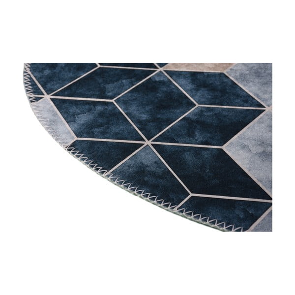 Biely/modrý umývateľný okrúhly koberec ø 120 cm – Vitaus-image-2