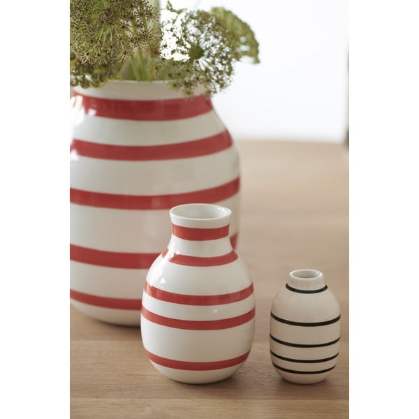 Bielo-červená pruhovaná keramická váza Kähler Design Omaggio, výška 12,5 cm-image-2