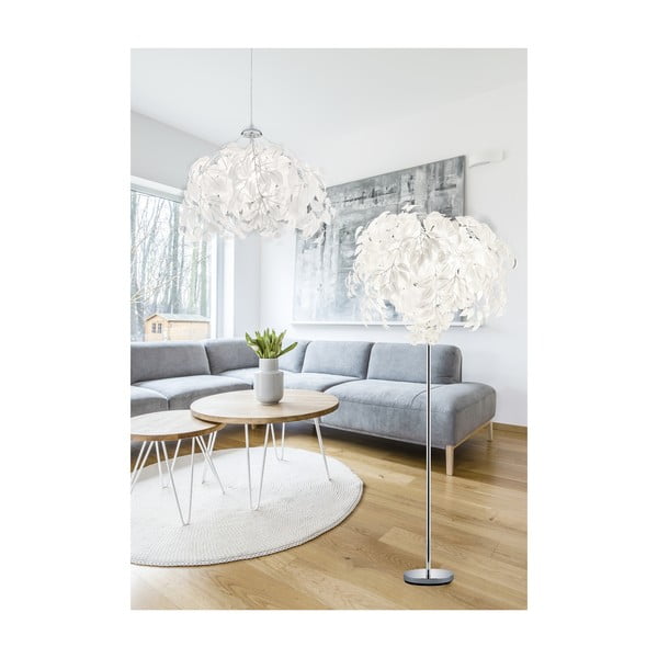 Biela stojacia lampa Reality Leavy, výška 180 cm-image-1