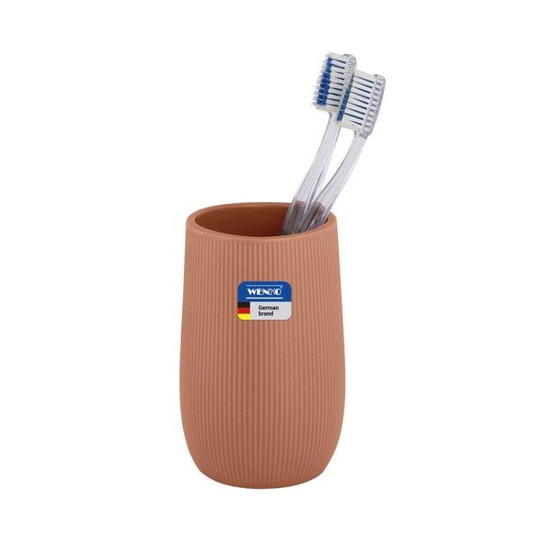 Hnedý keramický téglik na zubné kefky Fablo – Wenko-image-3
