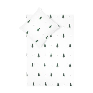 Biele flanelové obliečky na jednolôžko Fovere X-mas Tree, 155 x 220 cm