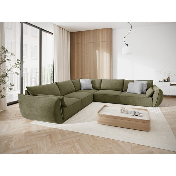 Zelená rohová pohovka (variabilná) Vanda - Mazzini Sofas-image-1