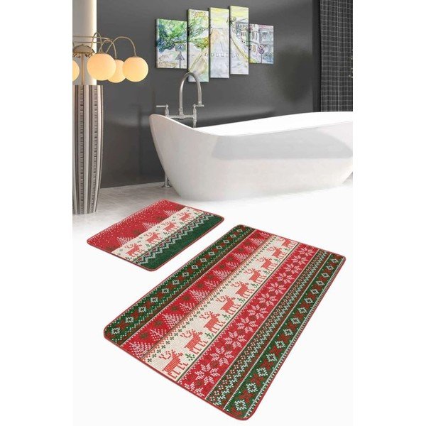 Zamatové kúpeľňové predložky v súprave 2 ks 60x100 cm Merry Christmas – Mila Home