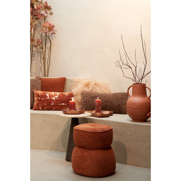 Oranžový taburet z textílie buklé Leyla – Light & Living-image-1