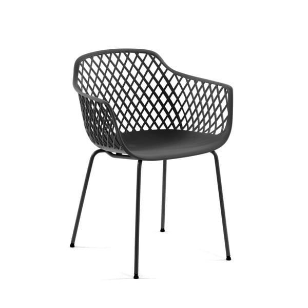 Tmavosivá kovová záhradná stolička Quinn – Kave Home