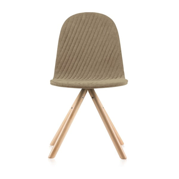 Béžová stolička s prírodnými nohami IKER Mannequin Stripe