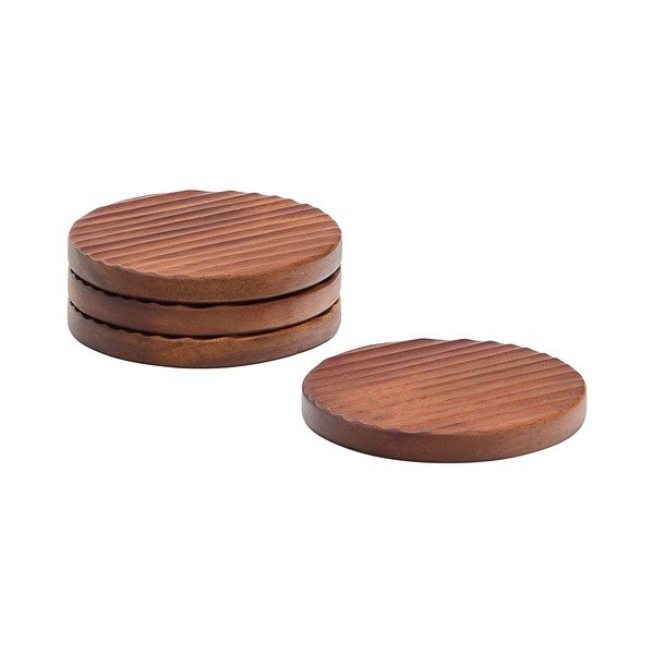 Drevené tácky v súprave 4 ks v tmavoprírodnej farbe Rommu – Kave Home