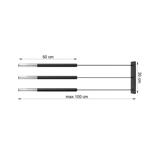 Závesné svietidlo v černo-stříbrné farbe Sollux Asarot 3L-image-2