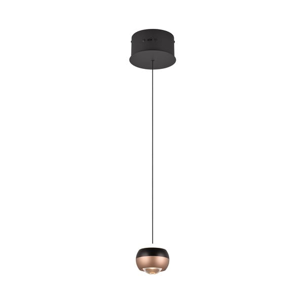 LED závesné svietidlo s kovovým tienidlom ø 15,5 cm v čierno-medenej farbe Orbit – Trio Select
