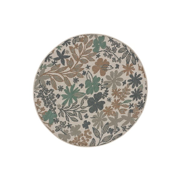 Béžovo-zelený vonkajší koberec Universal Floral, ø 115 cm