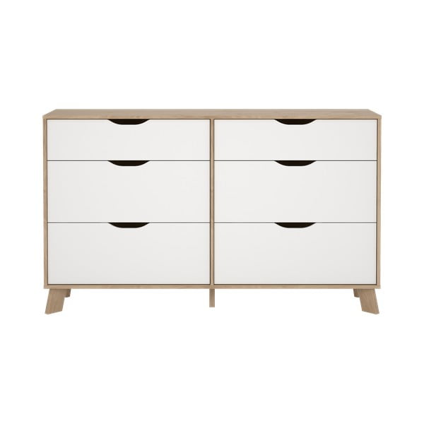 Biela/v prírodnej farbe komoda v dekore duba 156x92x40 cm Ikast – Tvilum