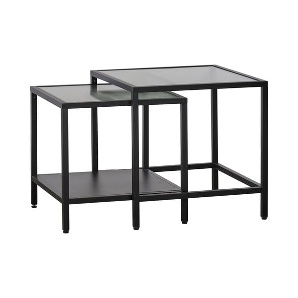 Sklenené odkladacie stolíky v súprave 2 ks 50x50 cm Bronco – Unique Furniture-image-2