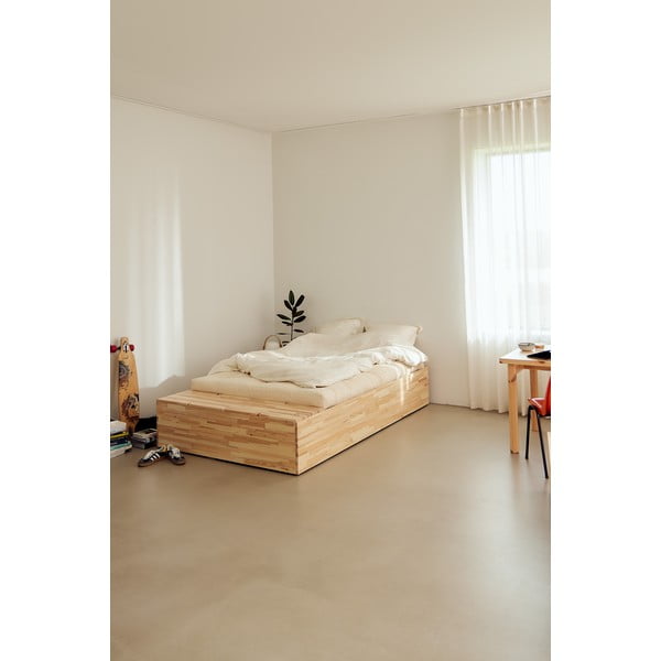 Dvojlôžková posteľ z borovicového dreva s úložným priestorom s roštom v prírodnej farbe 160x200 cm Basement Bed – Karup Design-image-1