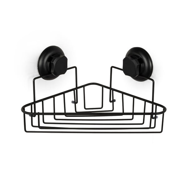 Čierna samodržiaca nástenná rohová kúpeľňová polička Compactor Bestlock Black Corner Rack 1 Shelf-image-4