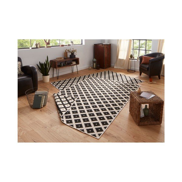 Čierno-biely vzorovaný obojstranný koberec Bougari, 120 x 170 cm-image-4