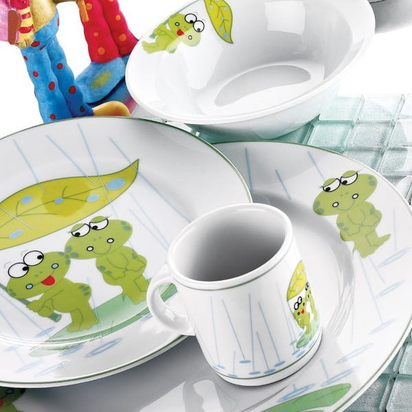 5-dielna detská porcelánová jedálenská súprava Kütahya Porselen Frogs-image-1