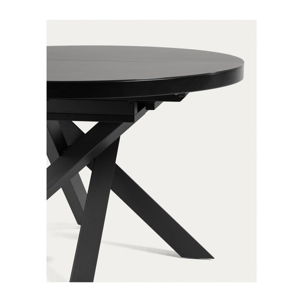 Čierny okrúhly rozkladací jedálenský stôl so sklenenou doskou ø 160 cm Vashti – Kave Home-image-4