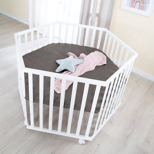 Biela detská ohrádka s nastaviteľnou výškou/na kolieskach – Roba-image-1