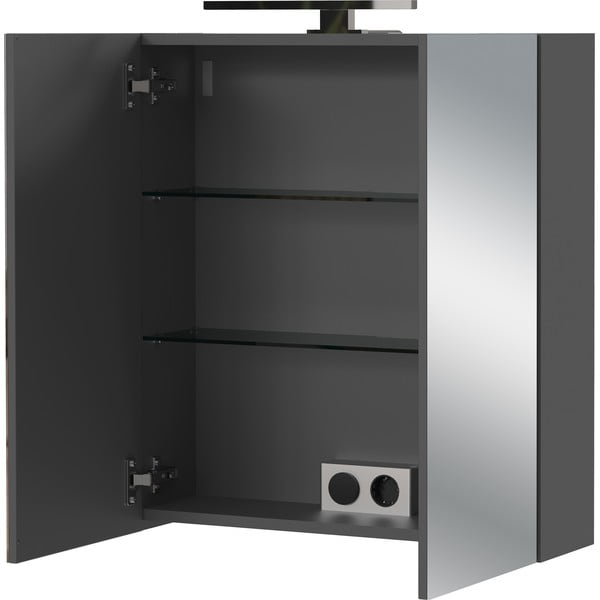 Antracitová závesná/so zrkadlom kúpeľňová skrinka 60x71 cm Arcena – Germania-image-3