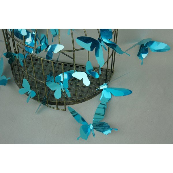 Sada 12 modrých adhezívnych 3D samolepiek Ambiance Butterflies-image-3