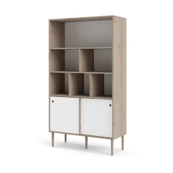 Biela knižnica s rámom v dubovom dekore Tvilum Rome, 99 x 176 cm-image-2