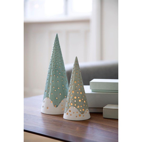 Tyrkysovomodrý vianočný svietnik z kostného porcelánu Kähler Design Nobili, výška 25,5 cm-image-3