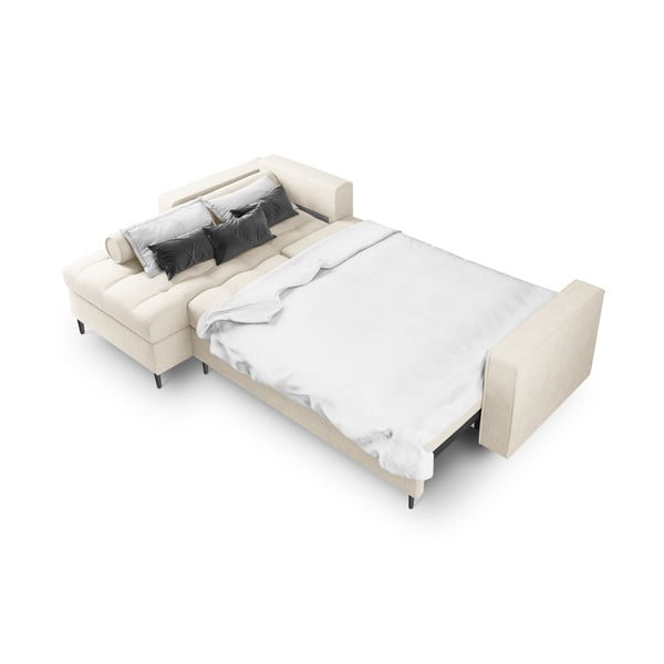 Svetlobéžová rozkladacia rohová pohovka Milo Casa Santo, ľavý roh-image-4