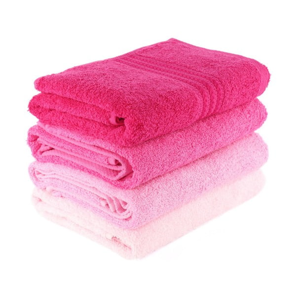 Súprava 4 ružových bavlnených uterákov Foutastic, 50 x 90 cm-image-1