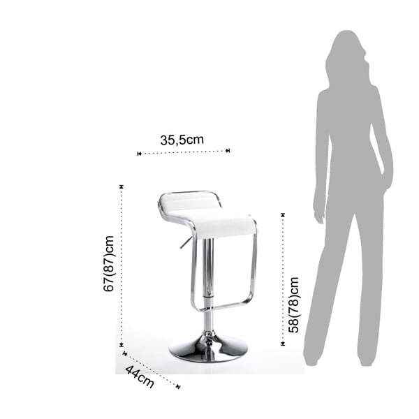 Biela/v striebornej farbe barová stolička 67 cm Snappy – Tomasucci-image-4
