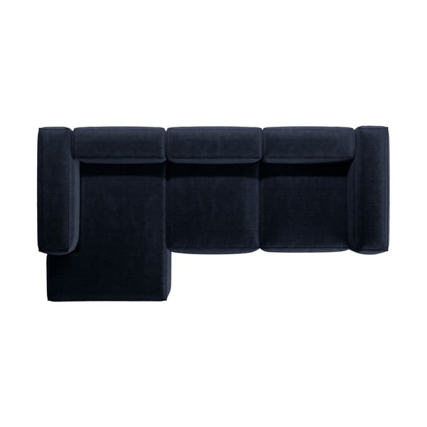 Tmavomodrá menčestrová rohová pohovka (ľavý roh/s leňoškou) Bergamo – Cosmopolitan Design-image-3