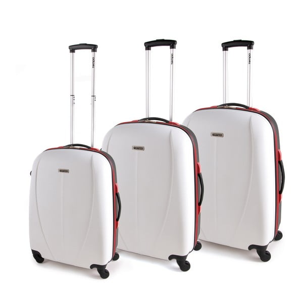 Sada 3 bielych cestovných kufrov na kolieskach Arsamar Wright