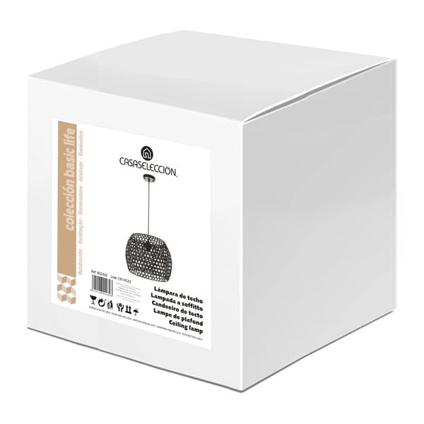 Čierne bambusové stropné svietidlo s bambusovým tienidlom ø 35 cm – Casa Selección-image-4