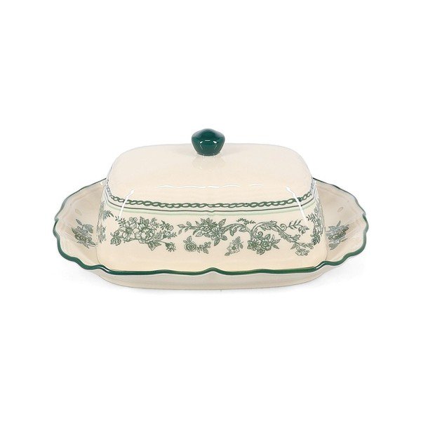 Zelená/slonovinová porcelánová nádobka na maslo Cyril – S|P Collection