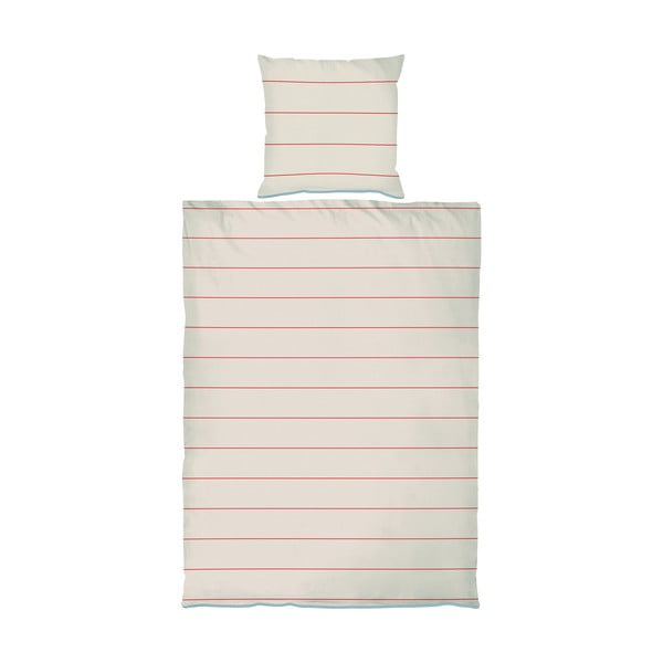 Červeno-béžové obliečky na jednolôžko z bavlneného saténu 140x200 cm Align - Mette Ditmer Denmark