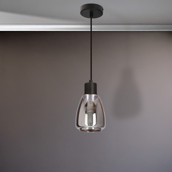 Čierne závesné svietidlo so skleneným tienidlom ø 12 cm Moldo – Candellux Lighting-image-4