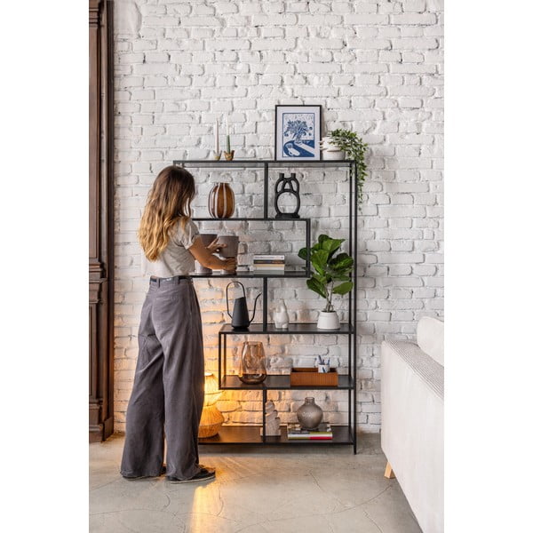 Čierna knižnica v dekore jaseňa 114x185 cm Seaford – Actona-image-1