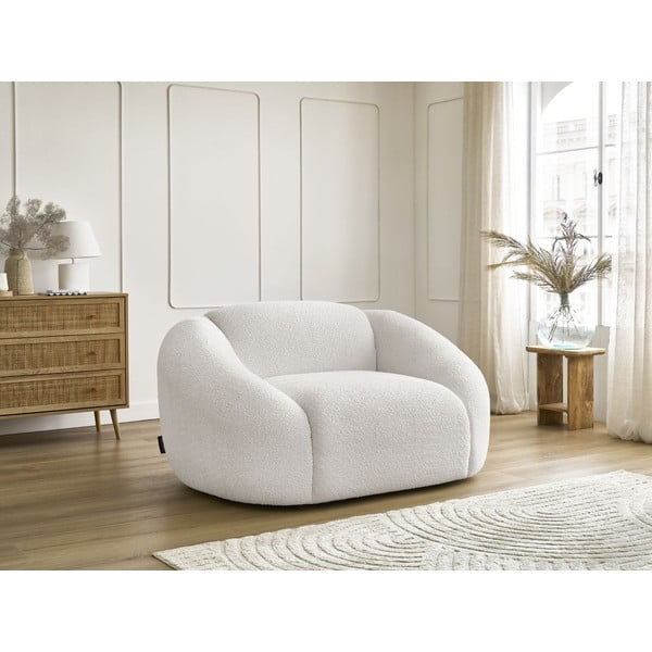 Biele kreslo z textílie bouclé Tina – Bobochic Paris-image-4