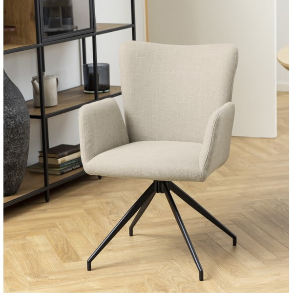 Béžové čalúnené jedálenské kreslá v súprave s podrúčkami 2 ks Laura – Actona-image-1